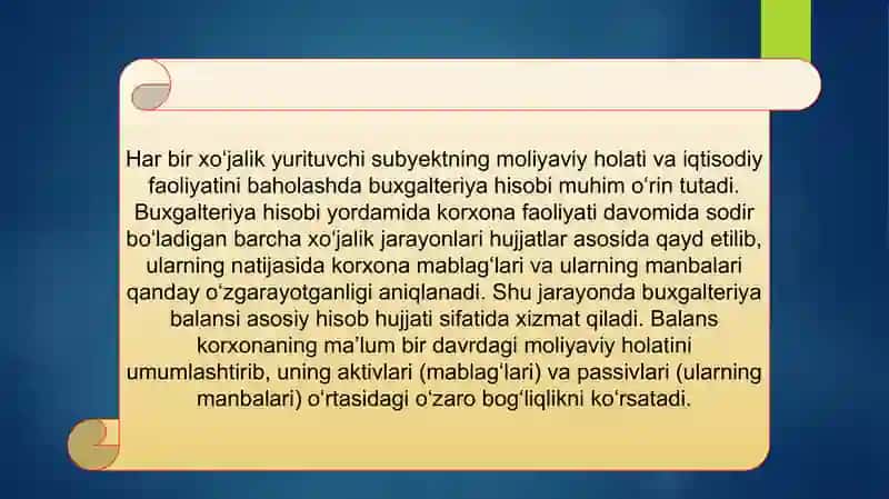 Xo'jalik jarayonlari tufayli balansdagi o'zgarishlar 2