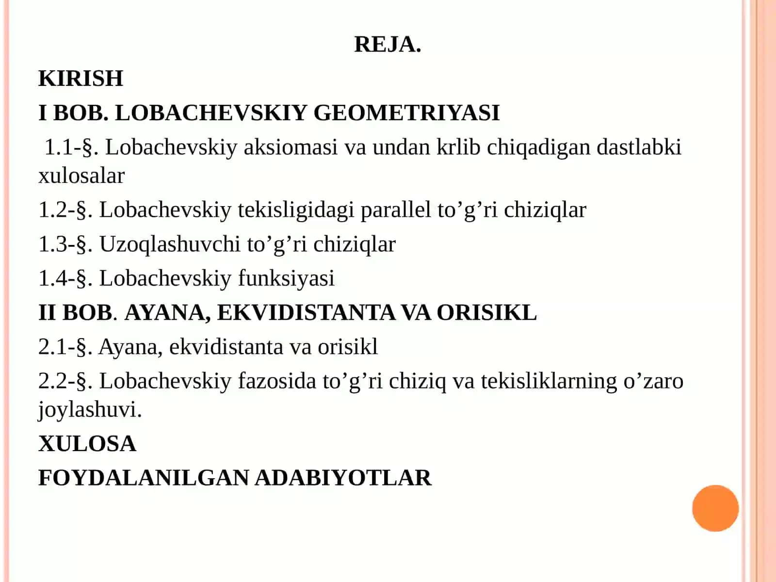 Aylana, ekvidistanta va oritsikl 2