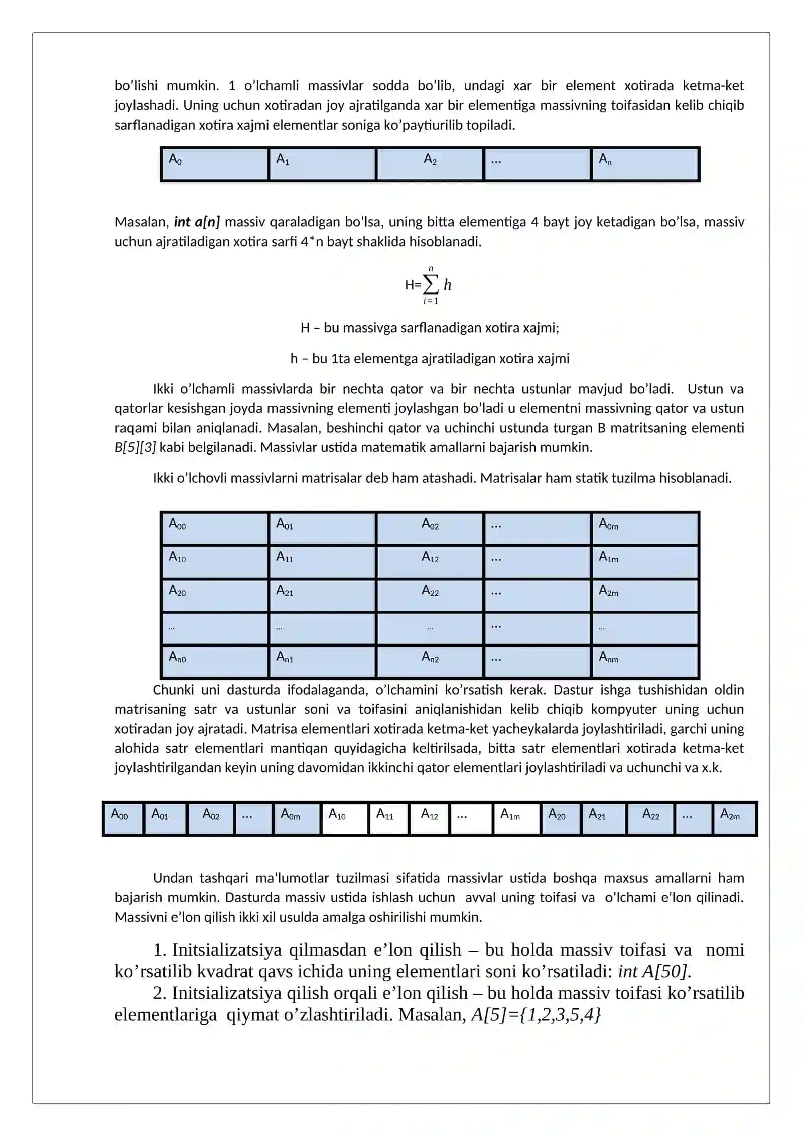 Statik ma’lumotlar tuzilmasi haqida tushuncha 2