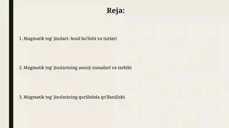 Magmatik tog' jinslari va ularning qurilish xossalari 2