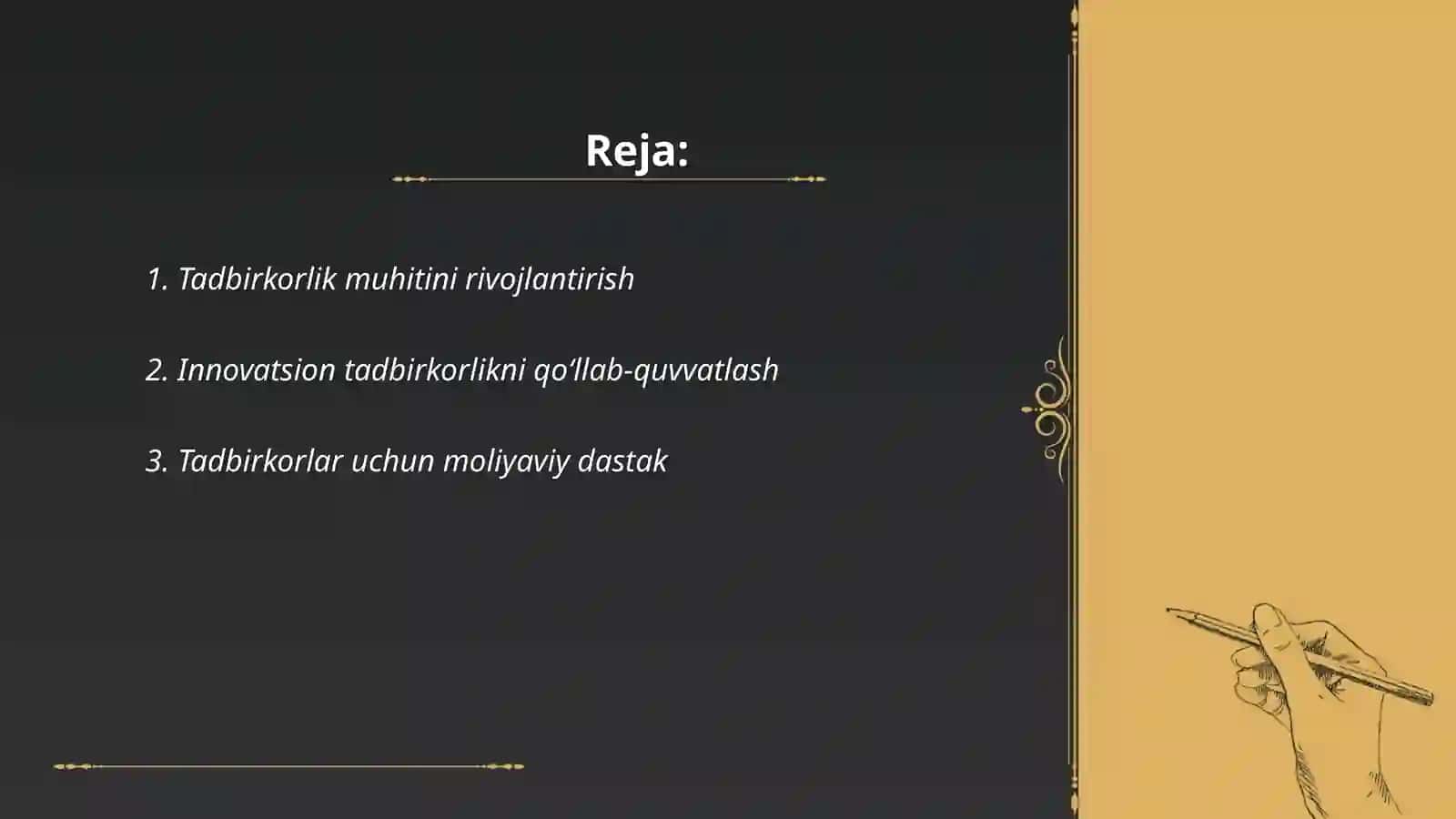 Tadbirkorlik tashabbuslarini qoʻllab quvvatlash 2