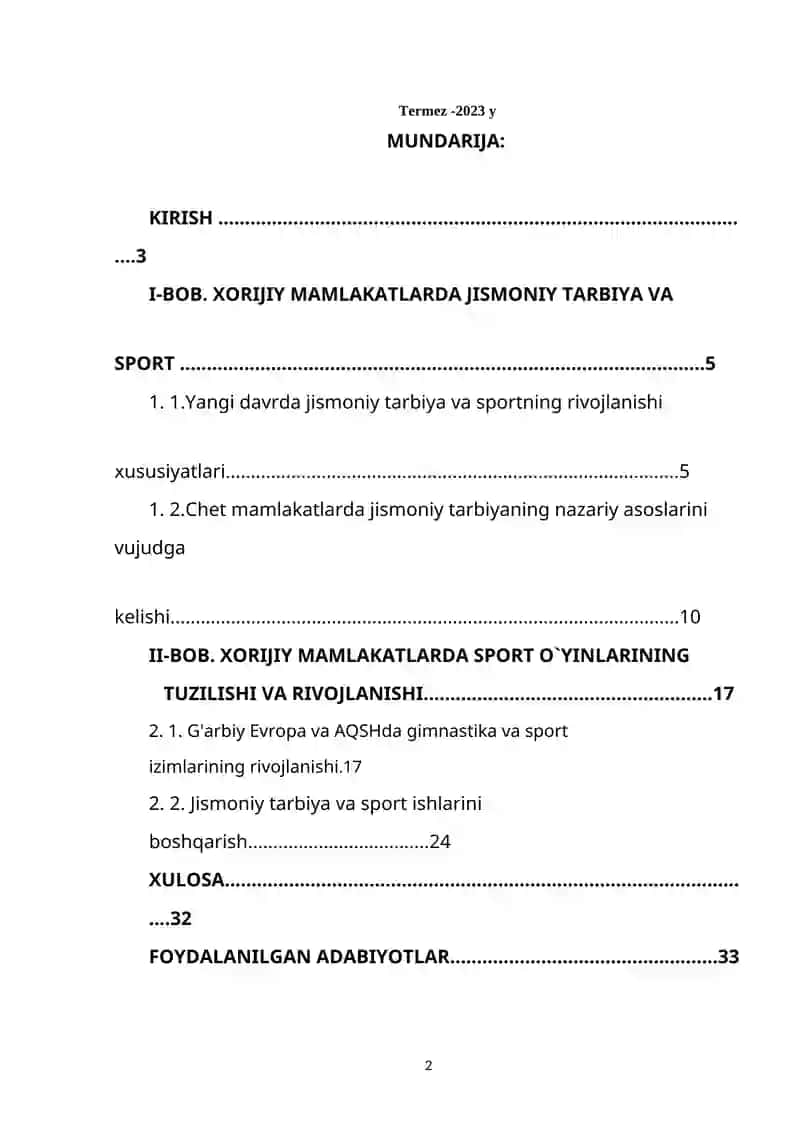 XORIJIY MAMLAKATLARDA JISMONIY TARBIYA VA SPORT 2