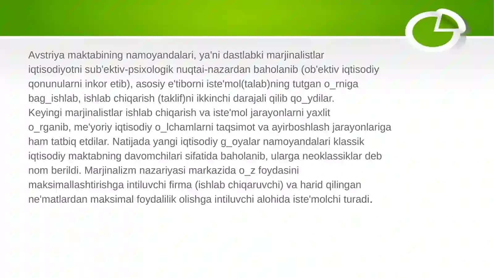 Marjinalizm.Iqtisodiy ta'limotlarda neoklassik yo'nalishning shakllanishi 2