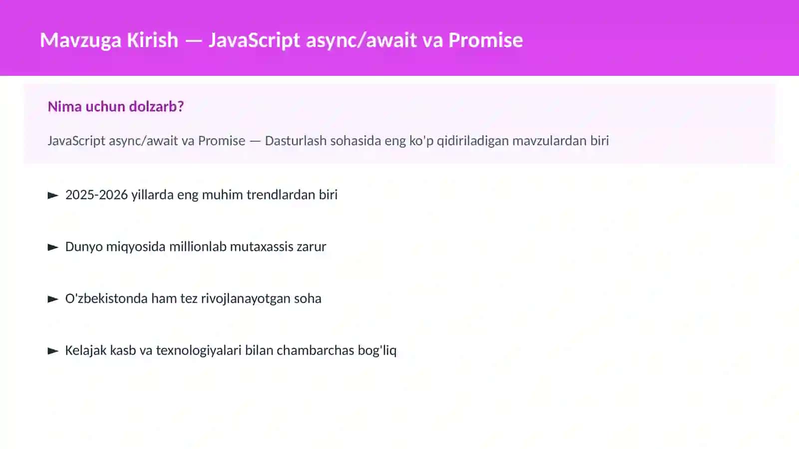 DASTURLASH | JAVASCRIPT VA WEB 2