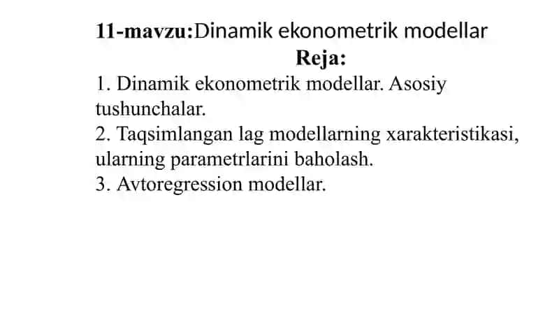 Dinamik ekonometrik modellar 2