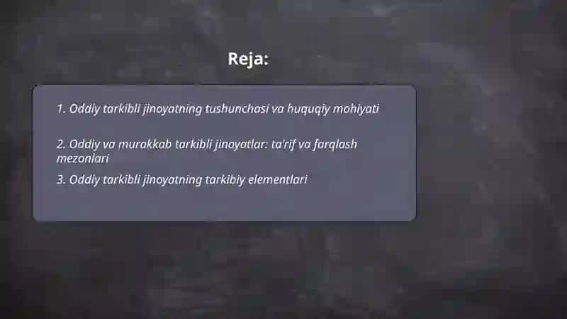 Oddiy tarkibli jinoyatlar tushunchasi, turlari 2