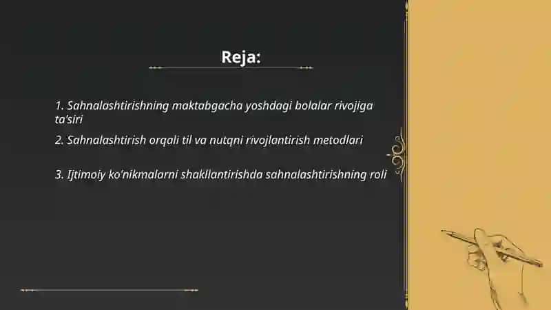 Sahnalashtirish faoliyati 2