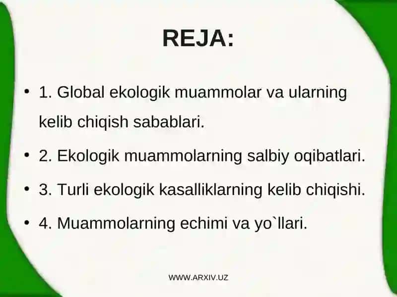 Mintaqaviy ekologik muammolar va ularning kelib chiqish sabablari 2