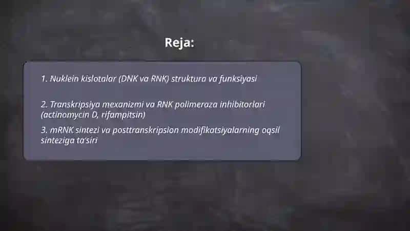 Nuklein kislotalar, oqsil sintezining stimulyator va ingibitorlari 2