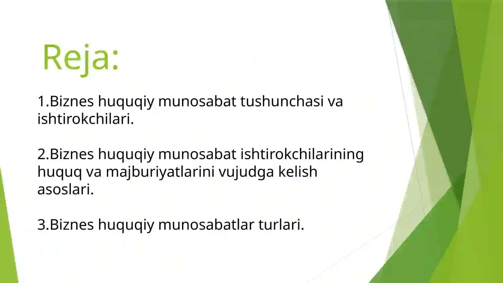 Tadbirkorlik biznes (huquqiy) munosabatlar 2