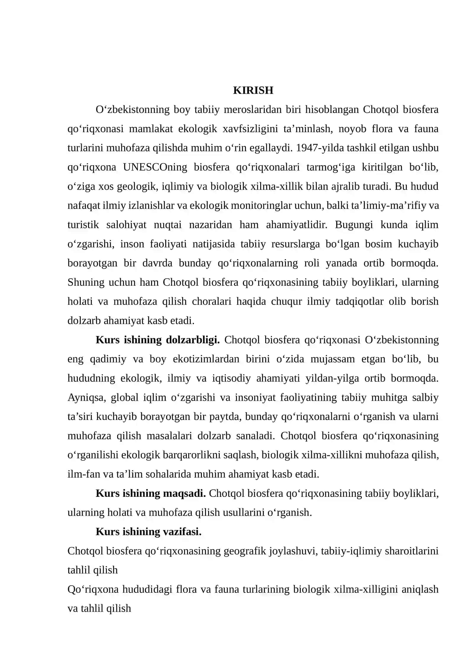 CHOTQOL BIOSFERA QO'RIQXONASI 2