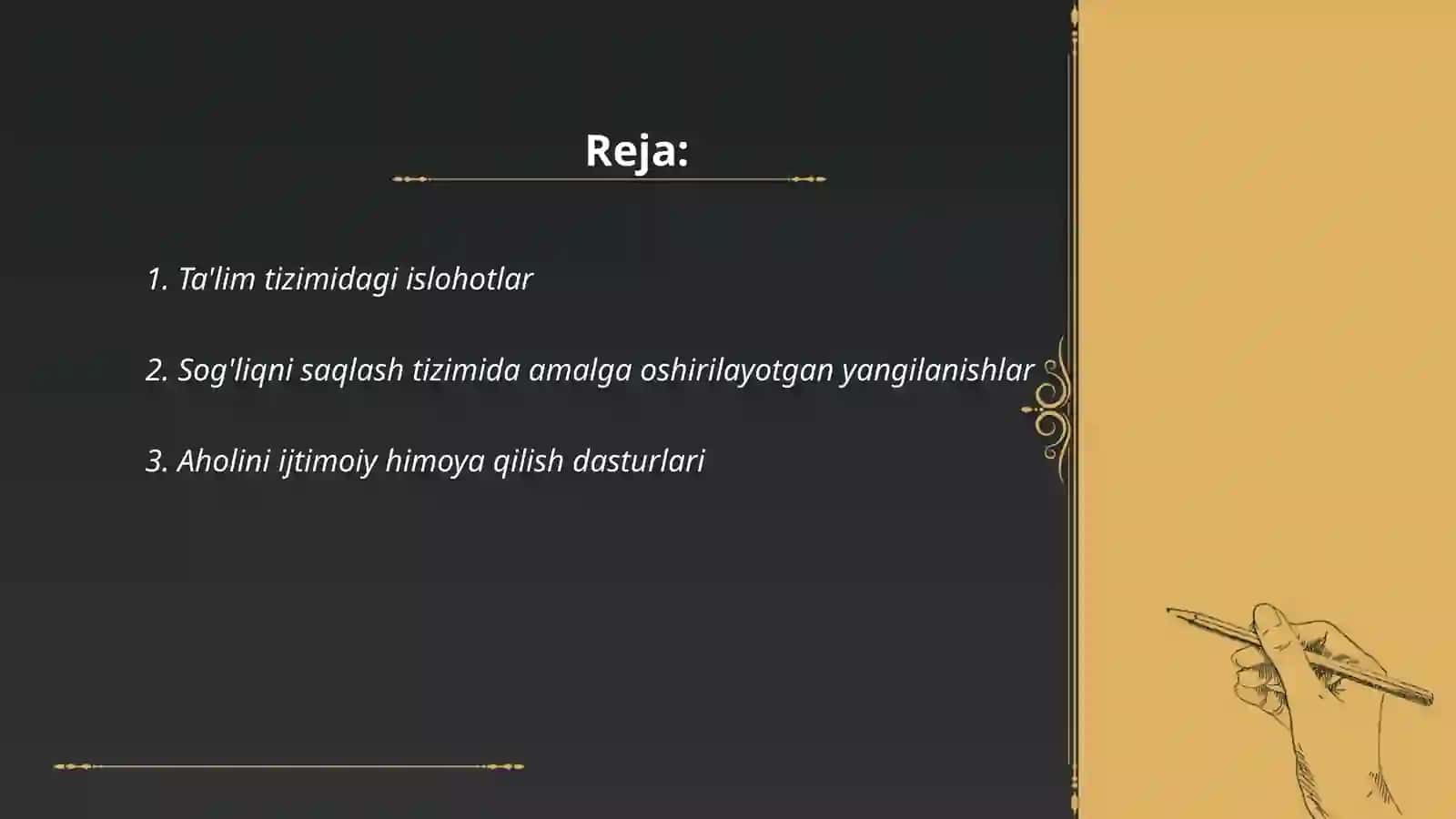 O'zbekiston Respublikasida amalga oshirilayotgan ijtimoiy sohadagi o'zgarishlarning mazmun va mohiyati 2