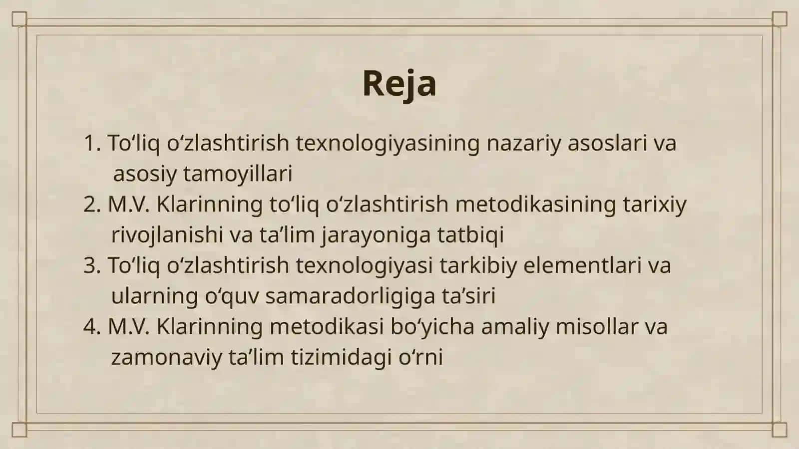 TO‘LIQ O‘ZLASHTIRISH TEXNOLOGIYASI VA M.V.KLARINNING TO‘LIQ O‘ZLASHTIRISH METODIKASI 2