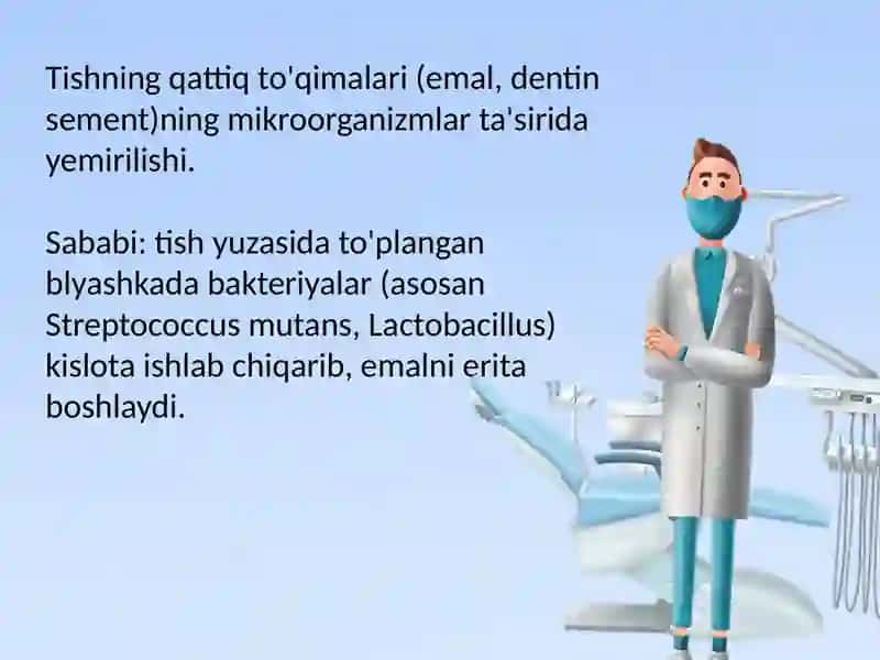 Karies, pulpit, periodontit. Klinikasi tashxisi va davolash 2