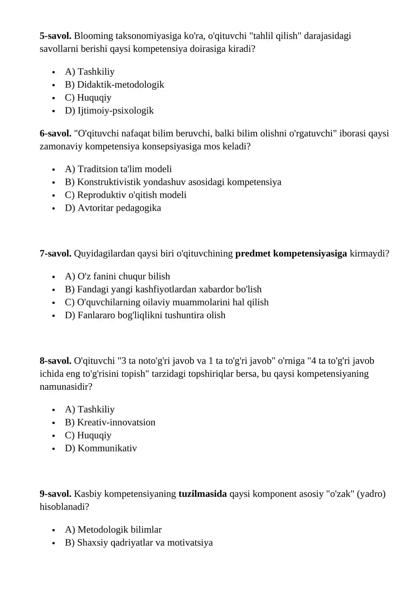 O‘qituvchining kasbiy kompetensiyasi va tuzilishi 2