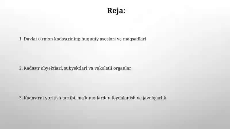 Davlat oʻrmon kadastrining huquqiy asoslari 2