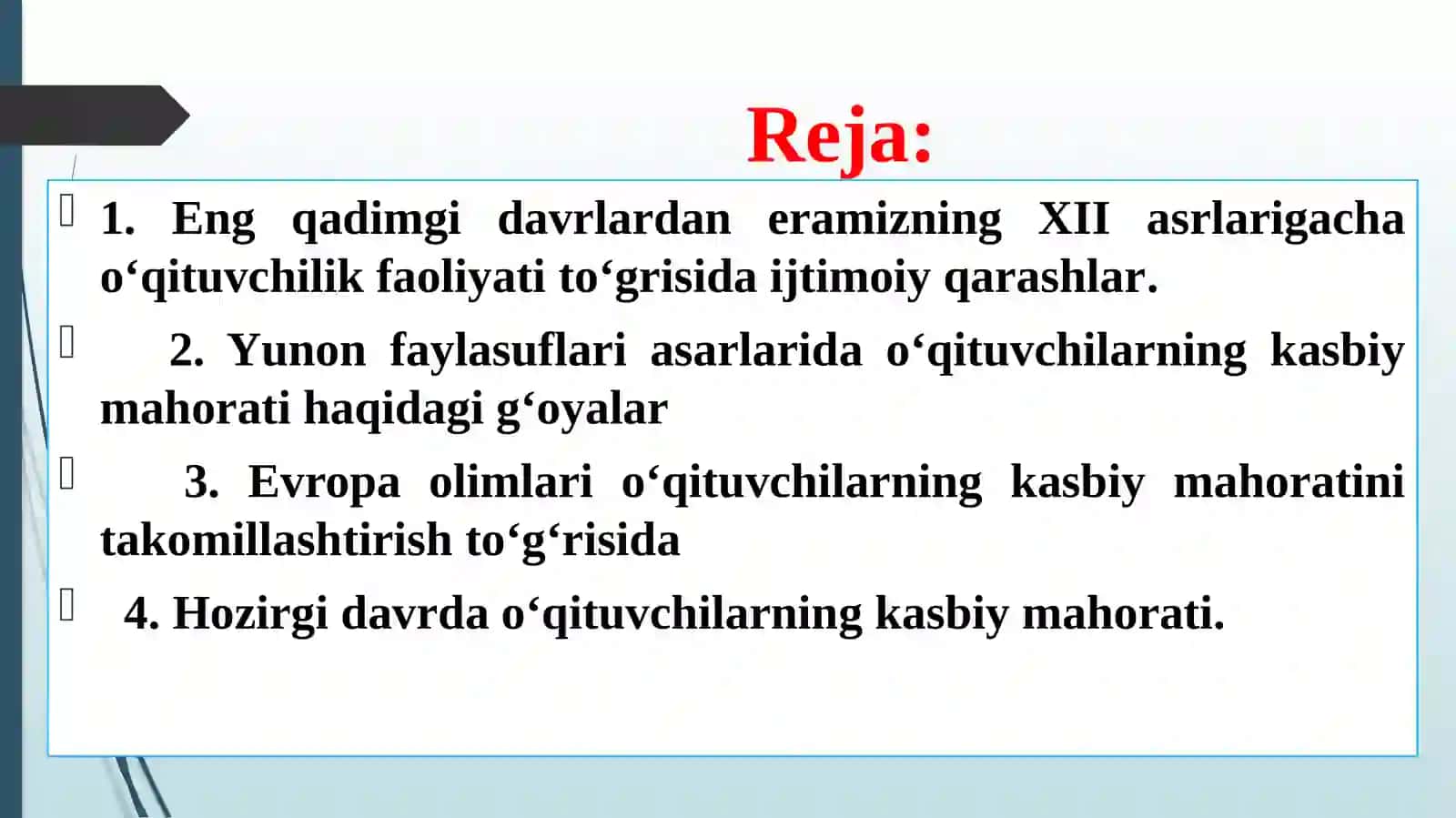 Pedagogik fikrlar va maktablar tarixida o‘qituvchi mahorati masalalari 2