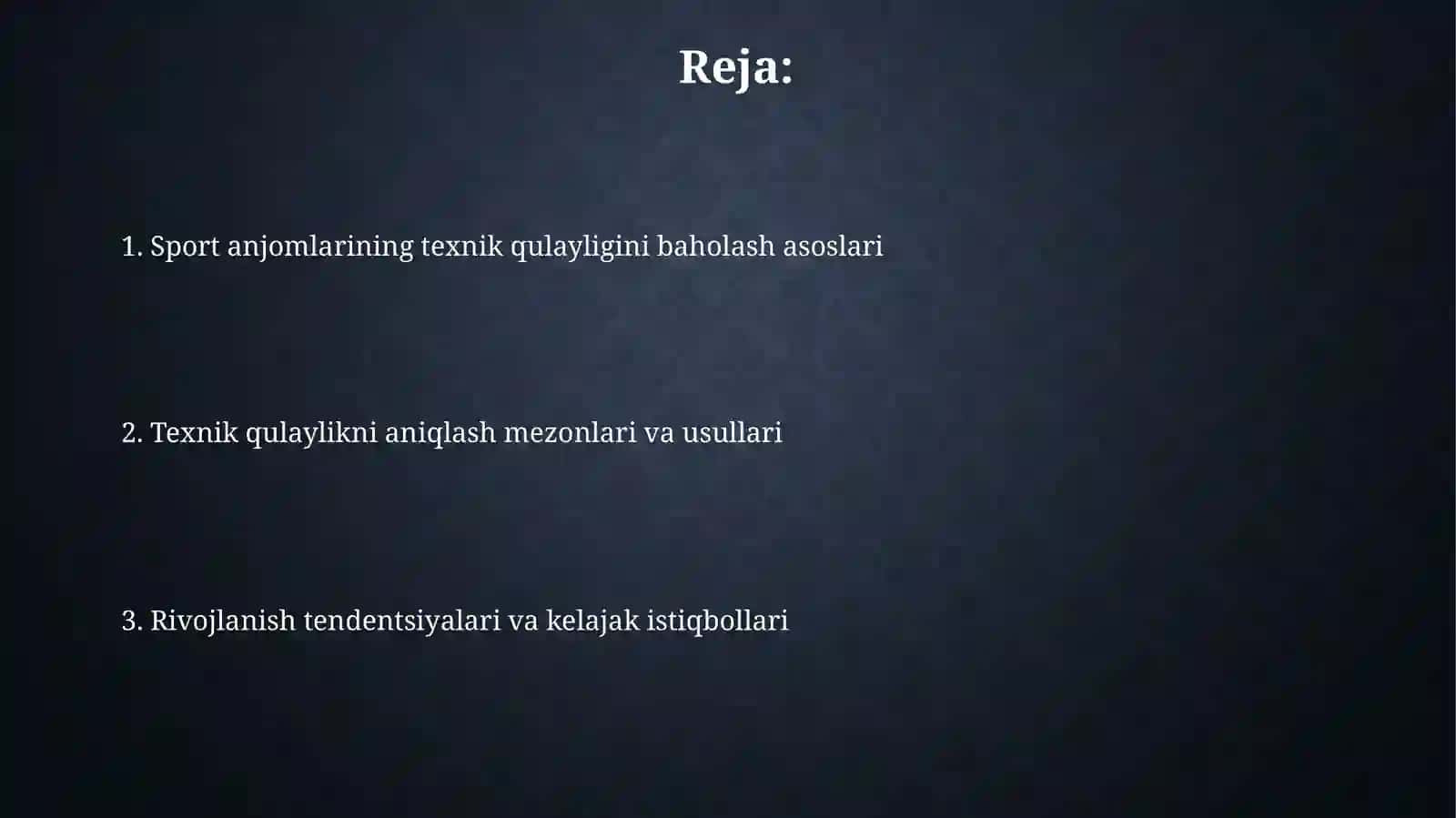 Sport anjomlarining texnik qulayligini baholash asoslari 2