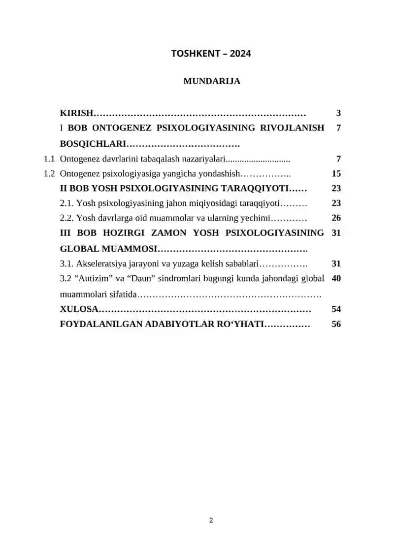 Ontogenezda psixik rivojlanish dinamikasining tadbiq etilishi –hozirgi zamon yosh psixologiyasining aktual muammosi sifatida 2