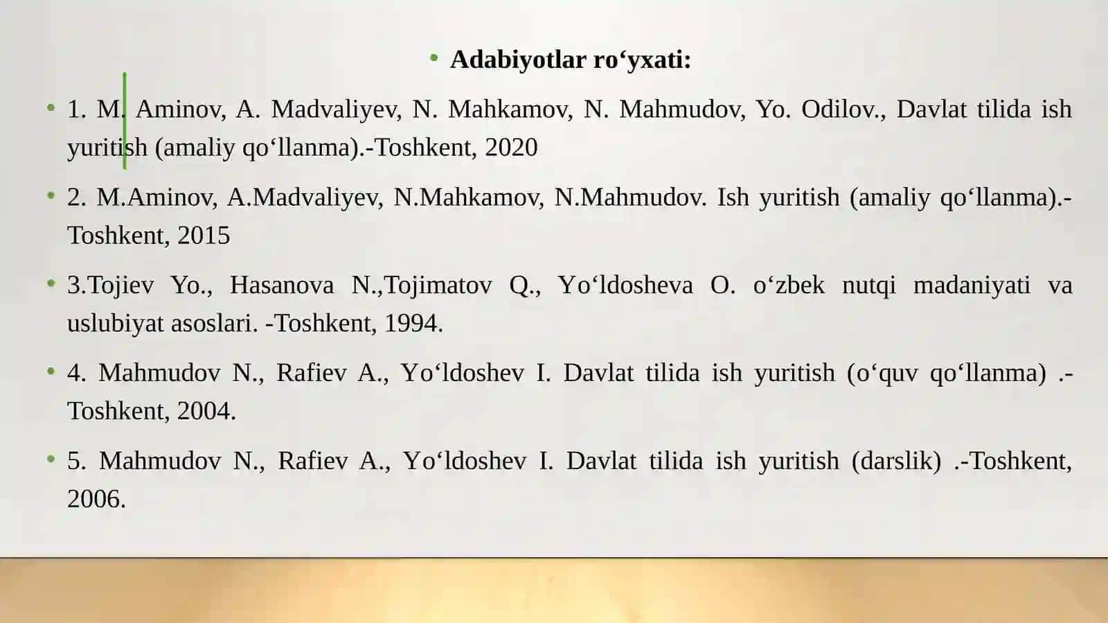 DAVLATTILIDAISH YURITISH FANINING mazmuni 2