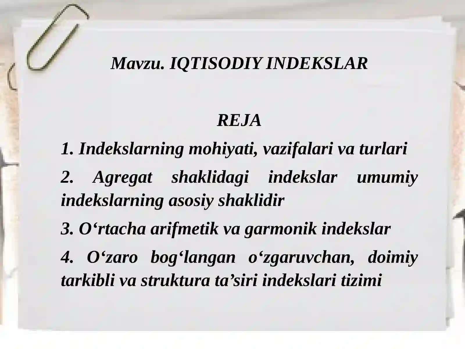 IQTISODIY INDEKSLAR 2