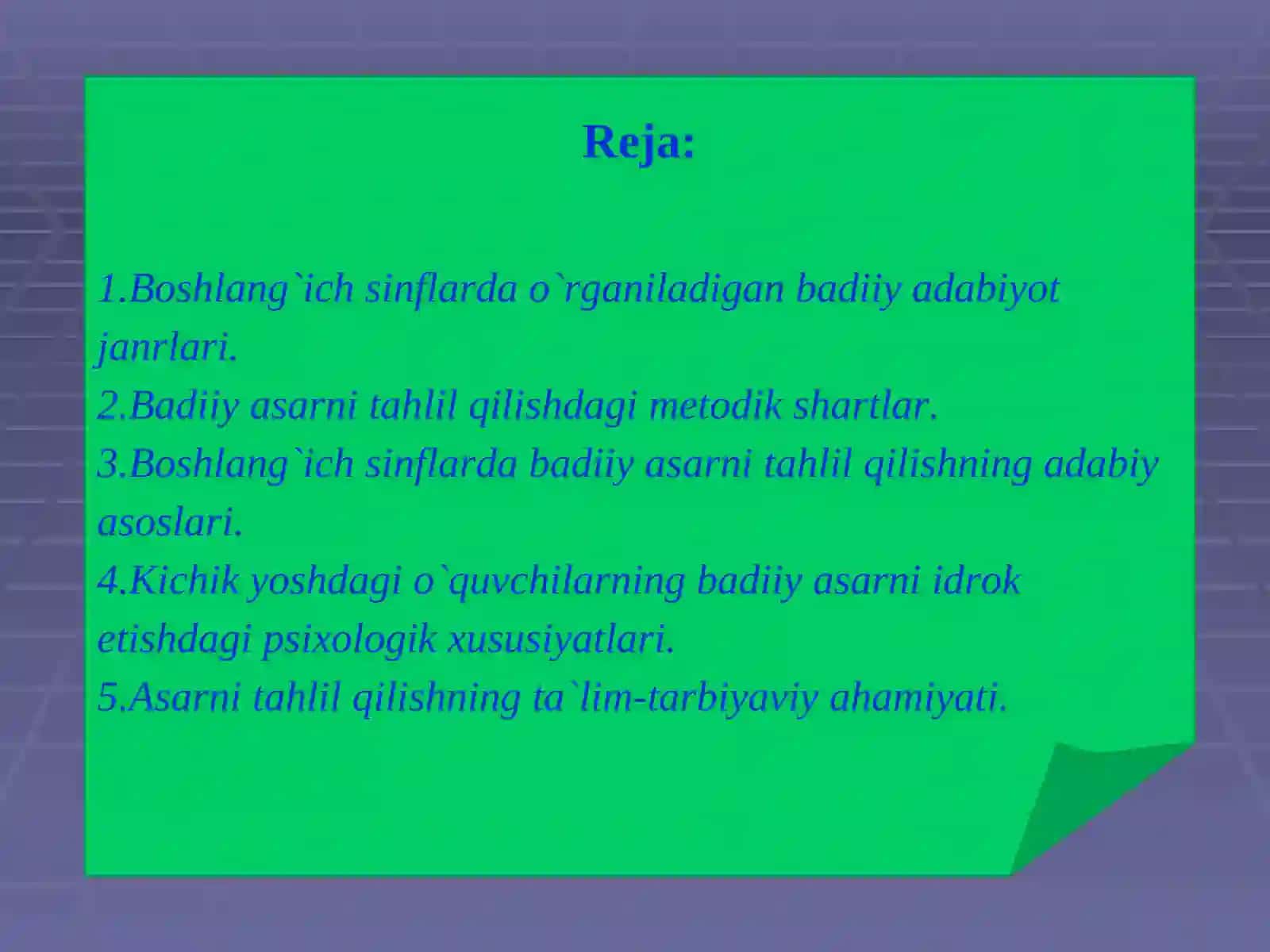 Badiiy asarni tahlil qilish 2