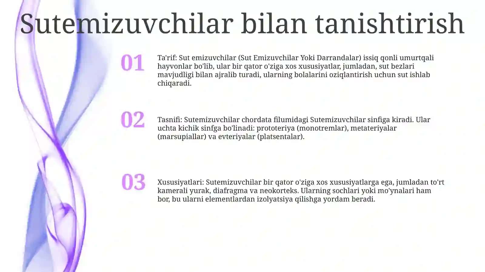 Sut Emizuvchilar Yoki Darrandalar (Mammaliya) Sinfi Va Sestematikasi 2