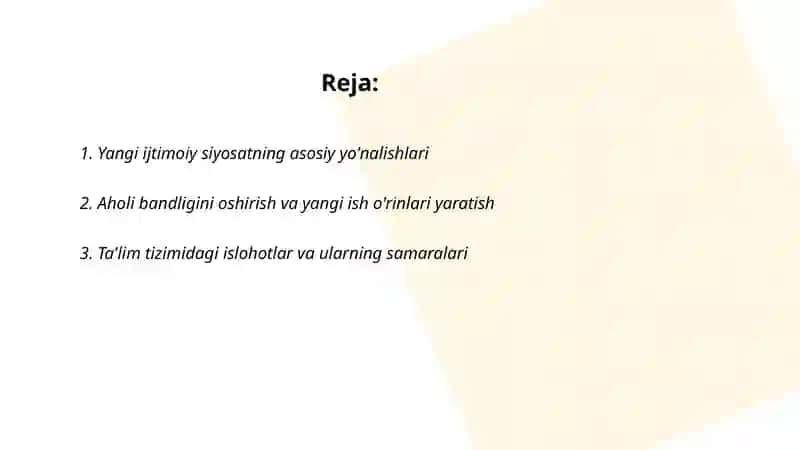 Oʻzbekistonda ijtimoiy sohada amalga oshirilayotgan oʻzgarishlar mazmun va mohiyati 2