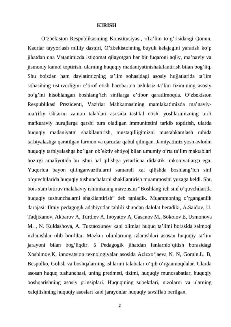 Davlat ramzlari boshlang'ich sinf o'qituvchilariga huquqiy tarbiya berish vositasi sifatida 2