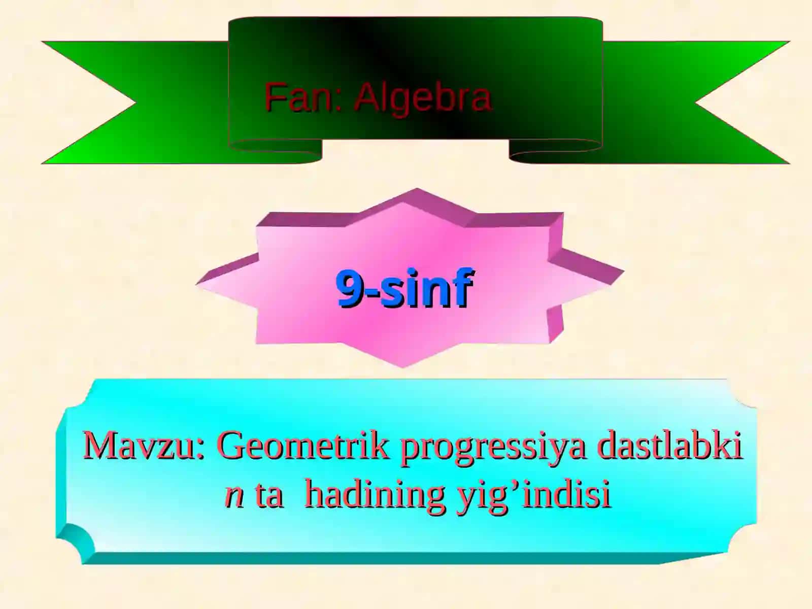 Geometrik progressiya dastlabki nta hadining yig’indisi 2