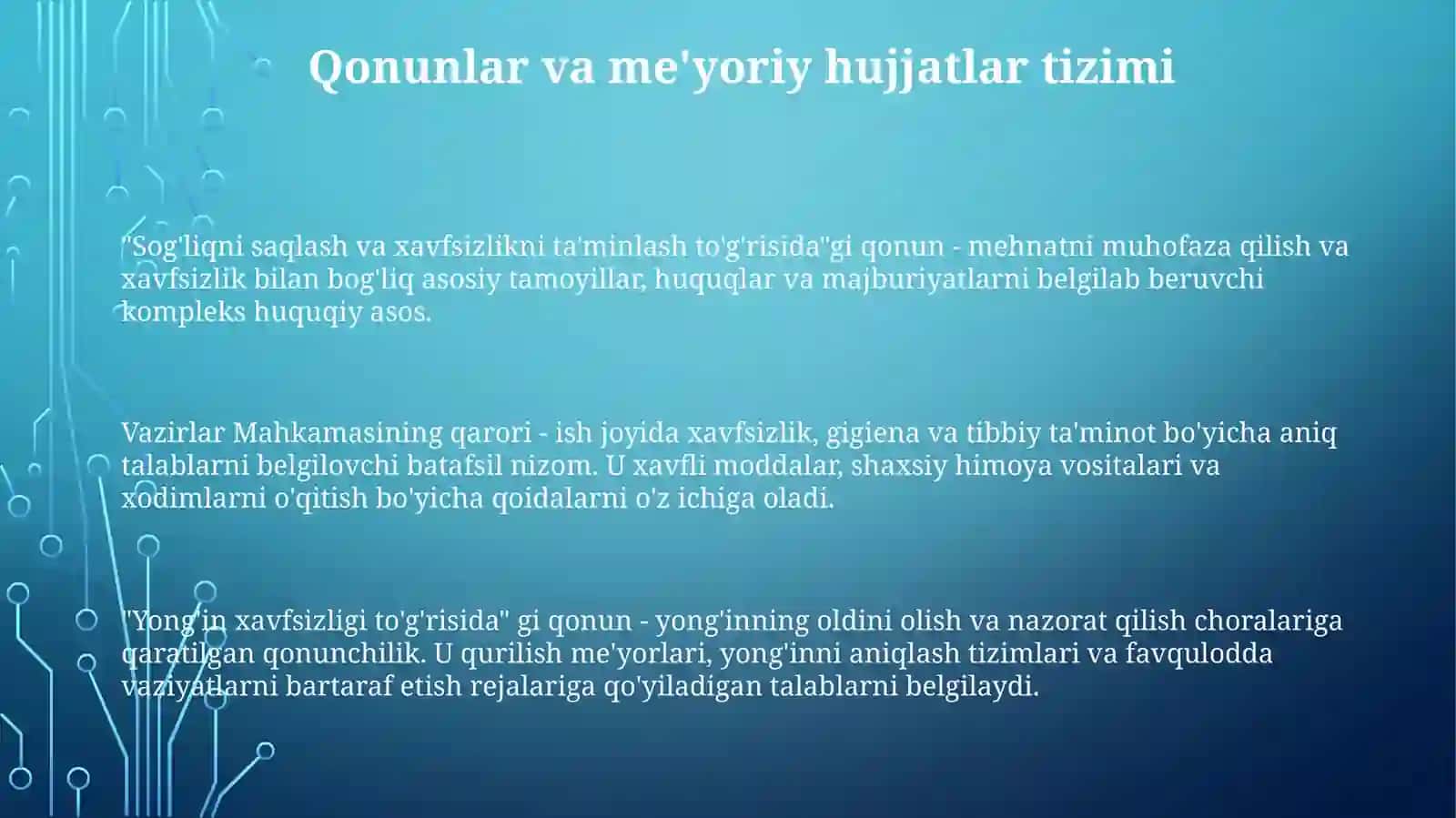 Sog'liqni saqlash va xavfsizlikni ta'minlash to'g'risida 2
