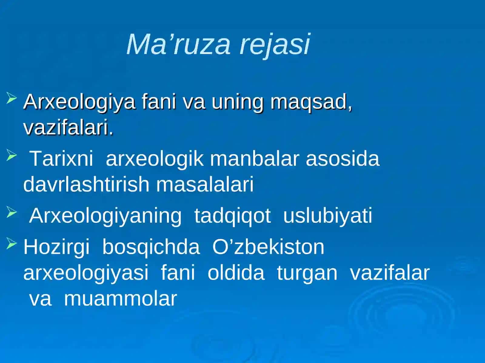 Ma’ruza rejasi 2