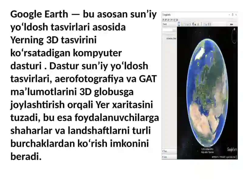Google Earth dasturi vauning ahamiyati 2