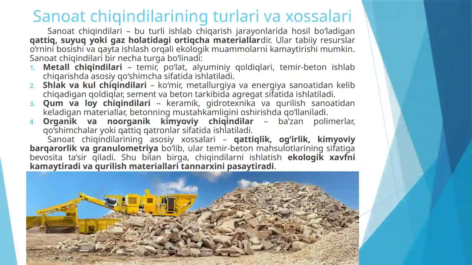 Sanoat chiqindilari asosida temir-beton mahsulotlari olish 2