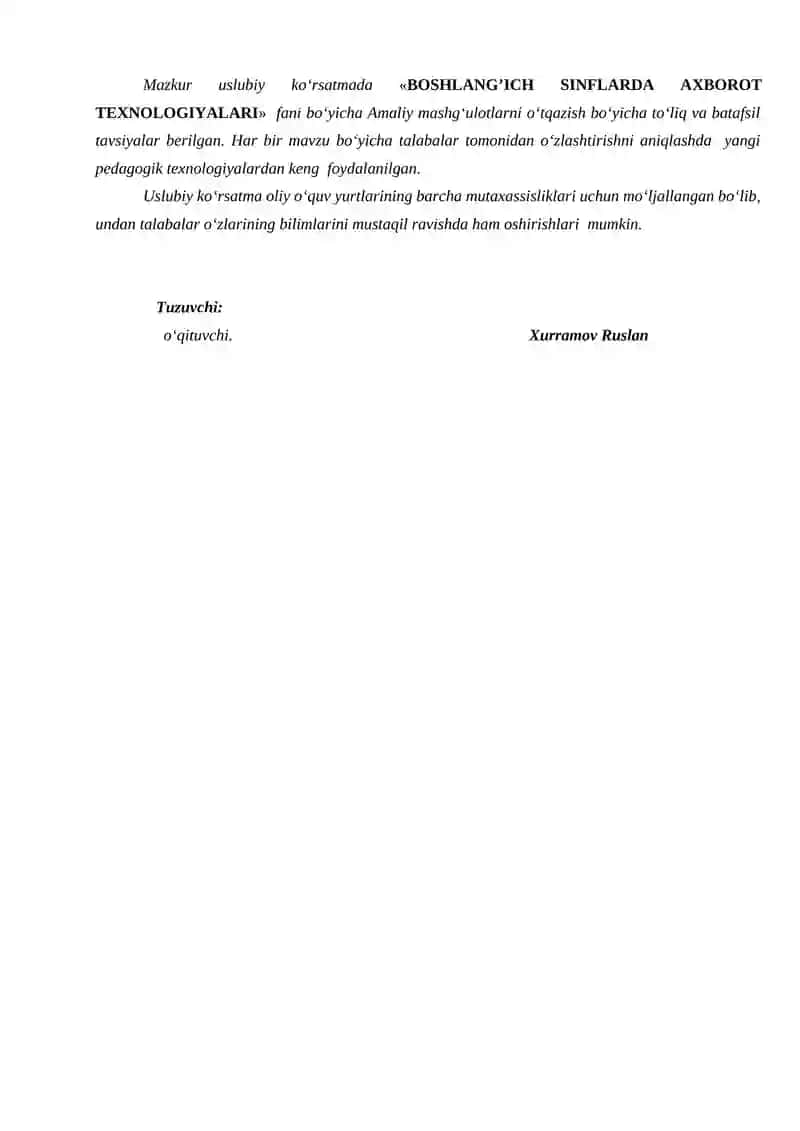 JADVAL REDAKTORLARDAN FOYDALANIB EXCEL DASTURIDAN FOYDALANISH 2