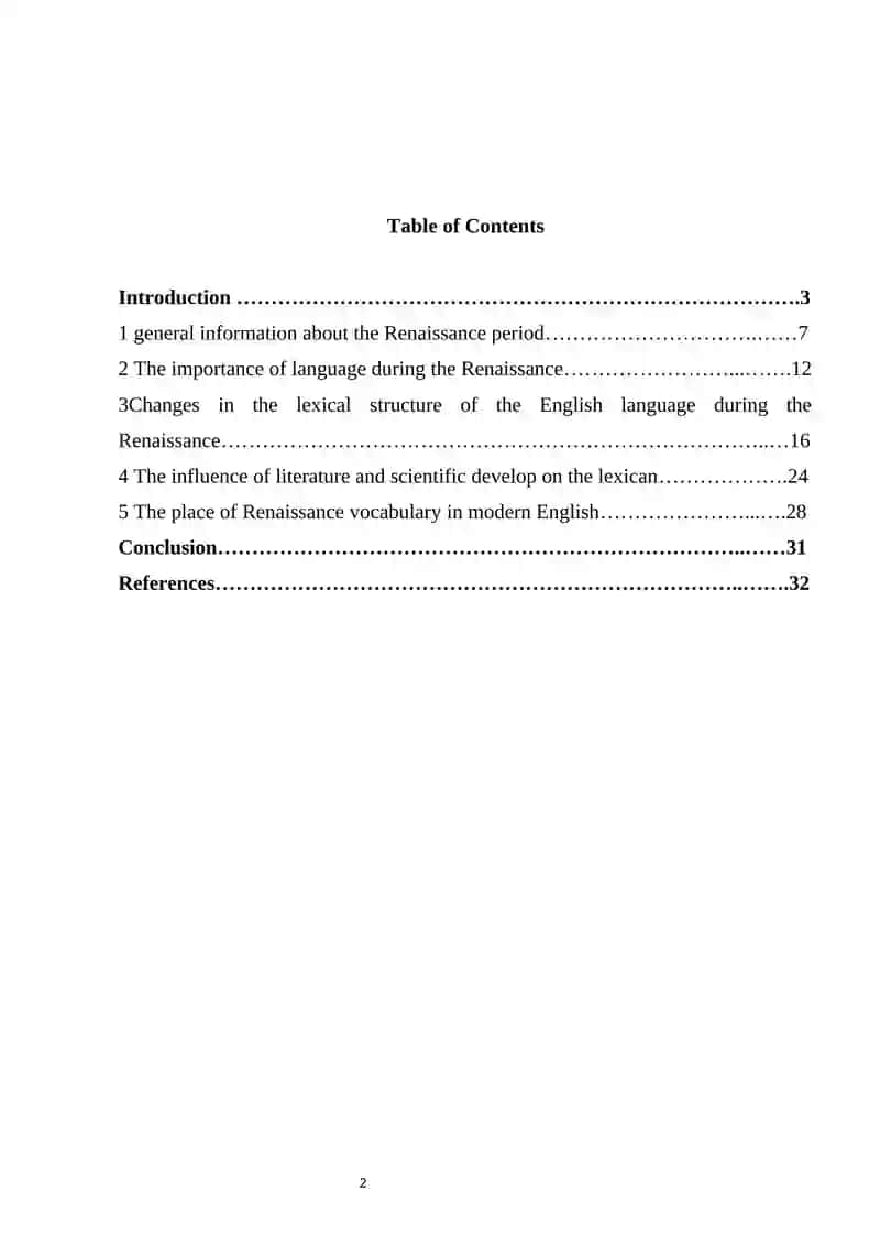 The Renaissance influence on th English vocabulary                      Course Work on The Renaissance influence on the English vocabulary 2