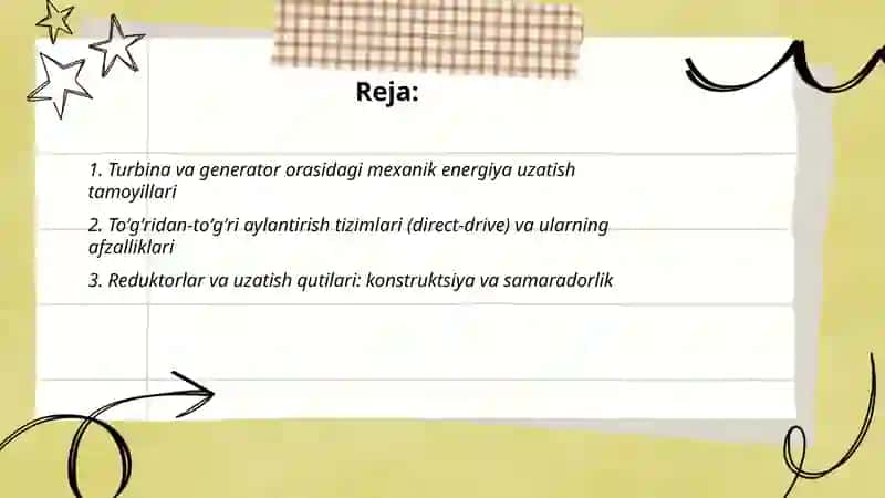 Turbina va generator o'rtasidagi energetik bog'lanish 2