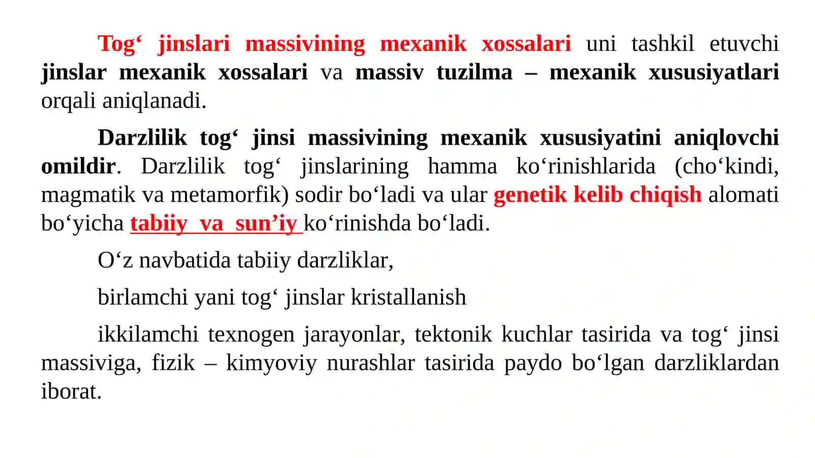 Tog‘jinslar Massivining Umumiy Tabiiy va Texnogen Tuzilma Mekanik Xususiyati 2