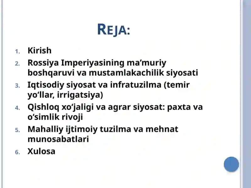 Turkiston XX asr boshlarida ( 1900 - 1917 ) XX asr boshlarida Rossiya Imperiyasining Turkistondagi ijtimoiy - iqtisodiy siyosati 2