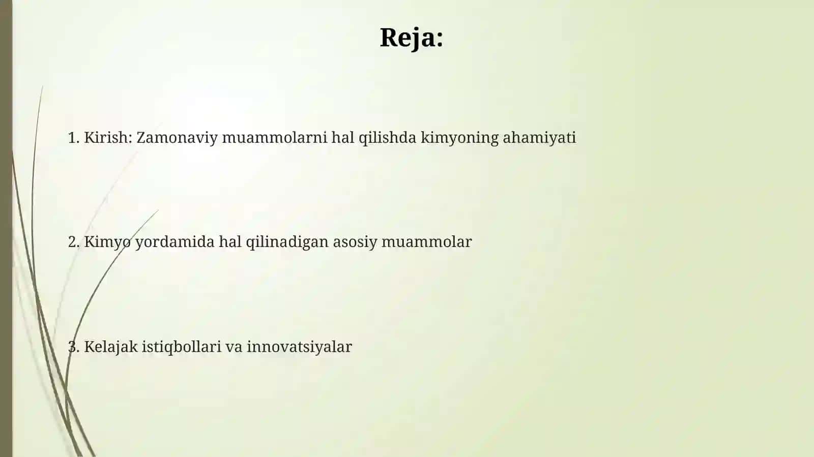 Kimyofanining hozirgizamon muammolarini hal etishdagi oʻrni 2