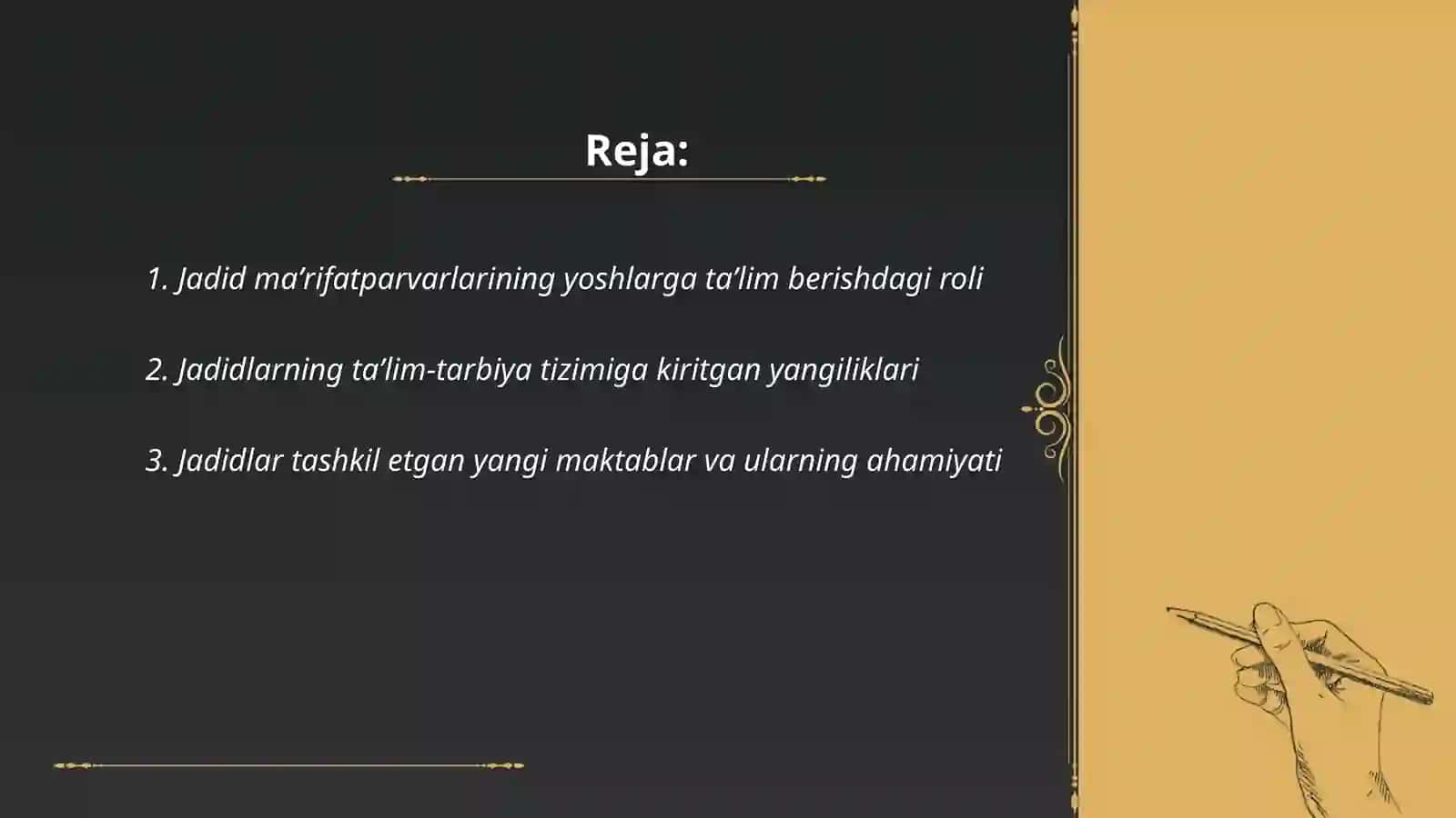 Jadid maʼrifatparvarlarining ijtimoiy-maʼnaviy hayotda tutgan oʻrni (XX asr boshlarida) 2
