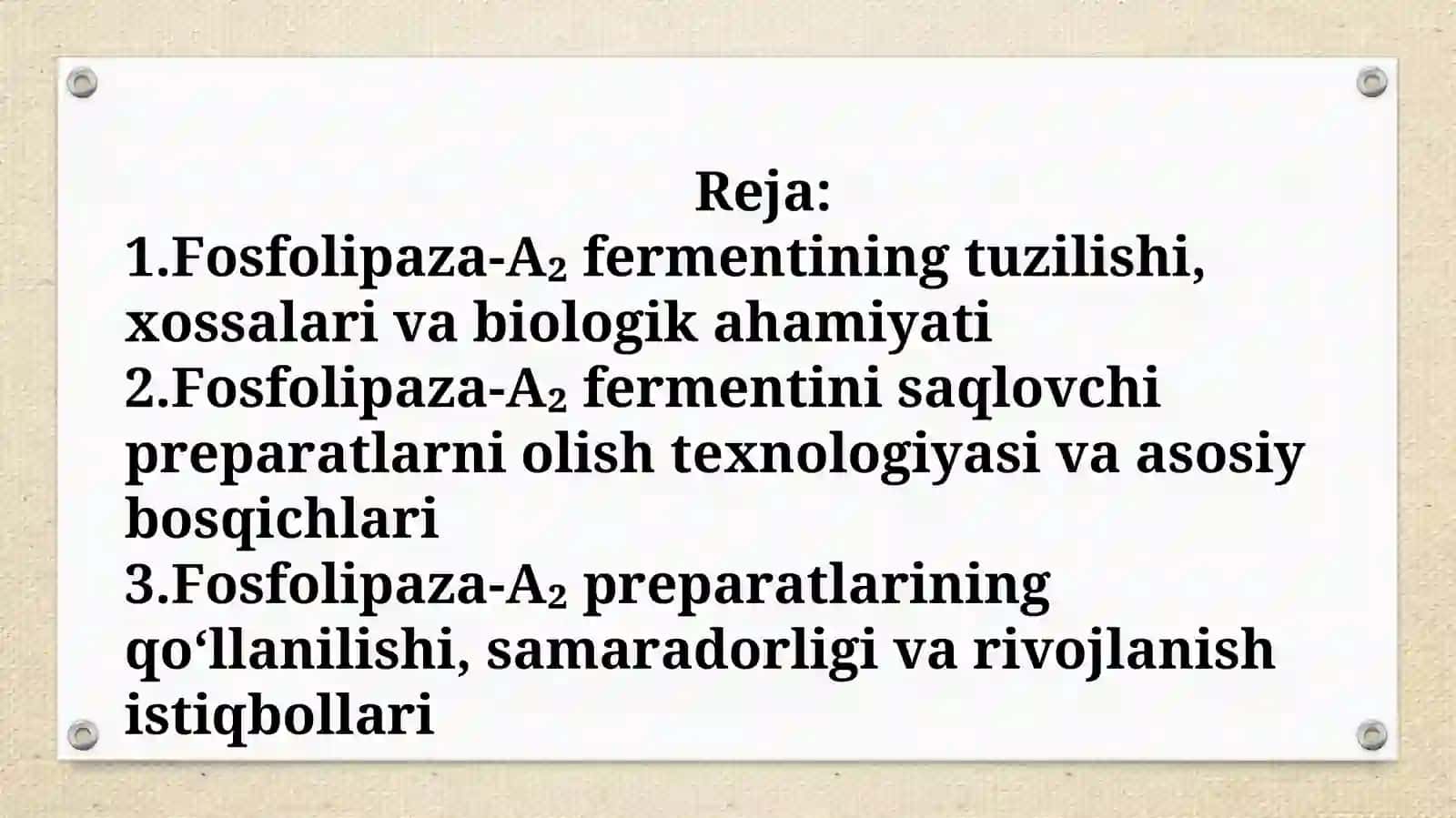 Fosfolipaza-A₂ fermentini saqlovchi preparatlarni olish texnologiyasi. 2