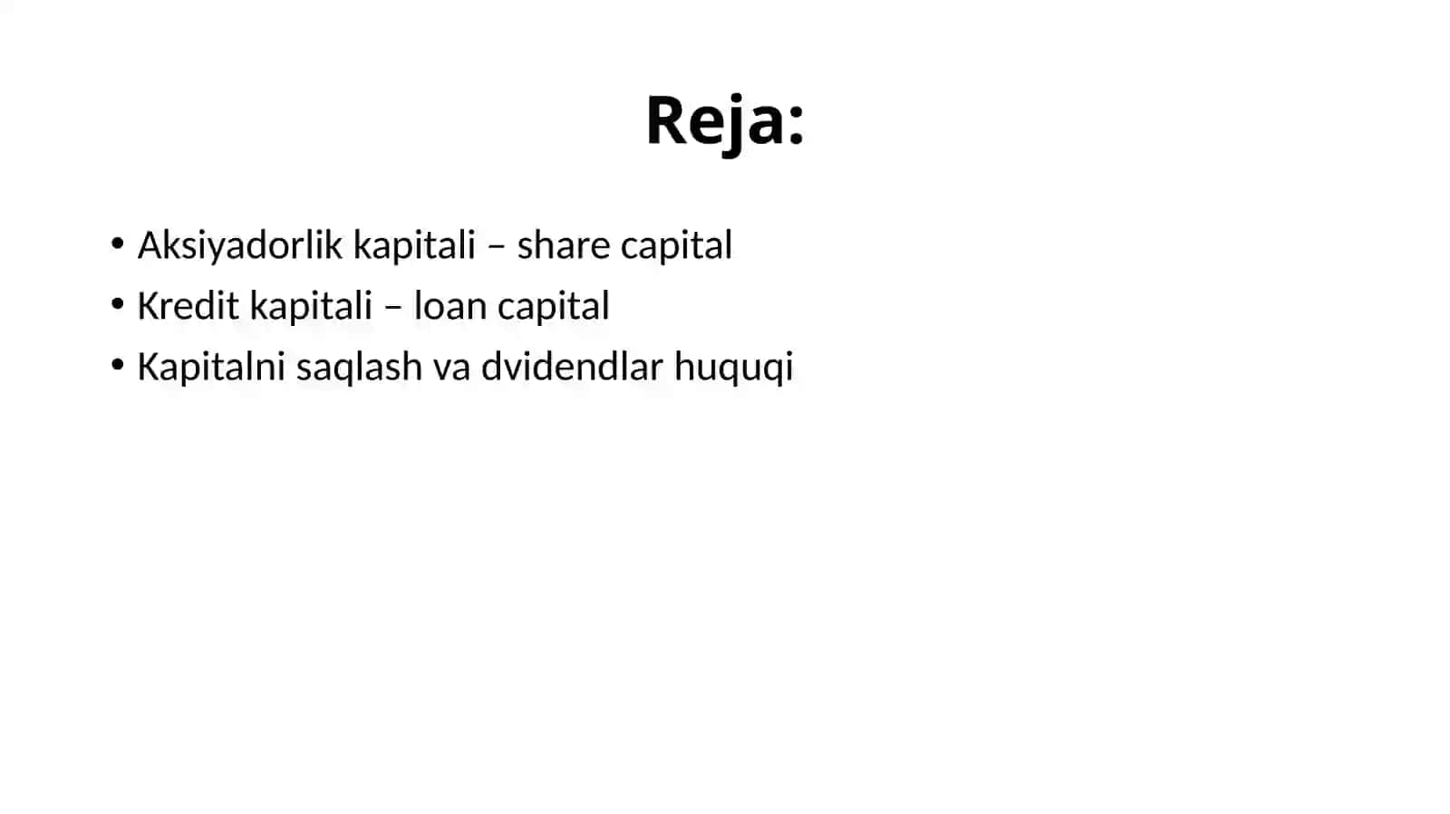 Kapital va kompaniyani moliyalashtirish 2