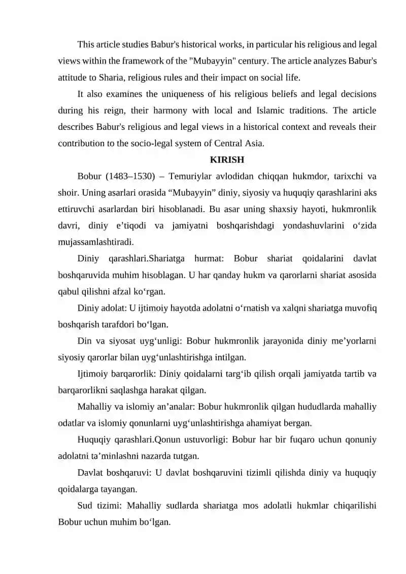 BOBURNING MUBAYYIN ASRIDAGI DINIY HUQUQIY QARASHLAR 2