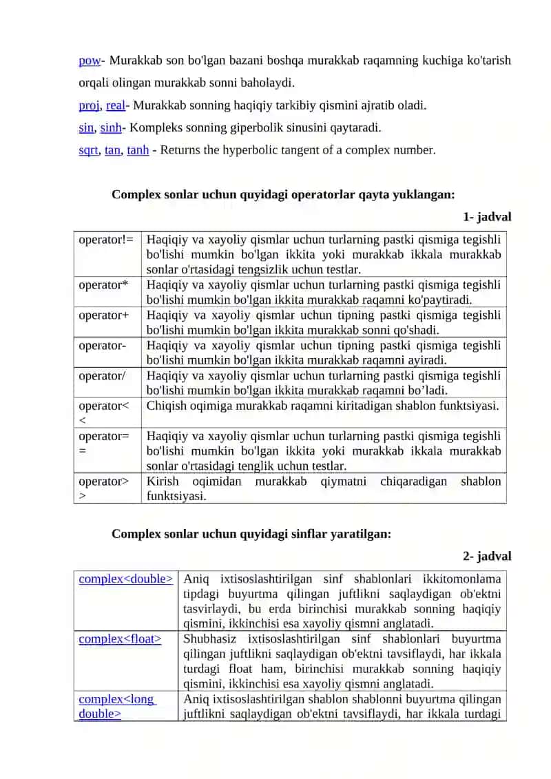 6- LABORATORIYA ISHI. Sonli sinflar bilan ishlash 2