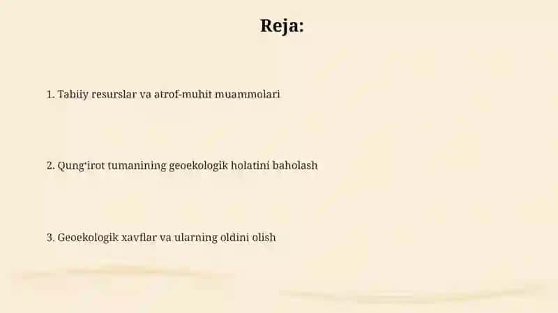 Qoraqalpog'iston Qo'ng'irot tumanidagi geoekologik vaziyatlarni baholash 2