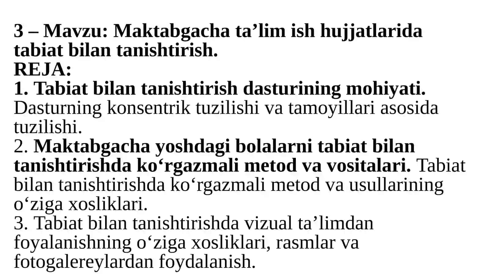 Maktabgacha ta'lim ishlari hujjatlarida tabiat bilan tanishtirish 2