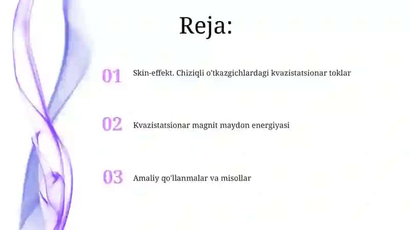Skin-effekt. Chiziqli o'tkazgichlardagi kvazistatsionar toklar 2