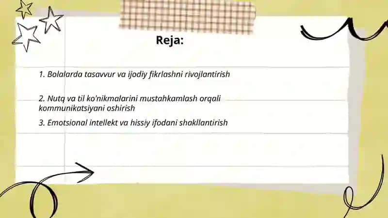 Maktabgacha talim tashkilotida sahnalashtirish faoliyatining asosiy maqsadi 2