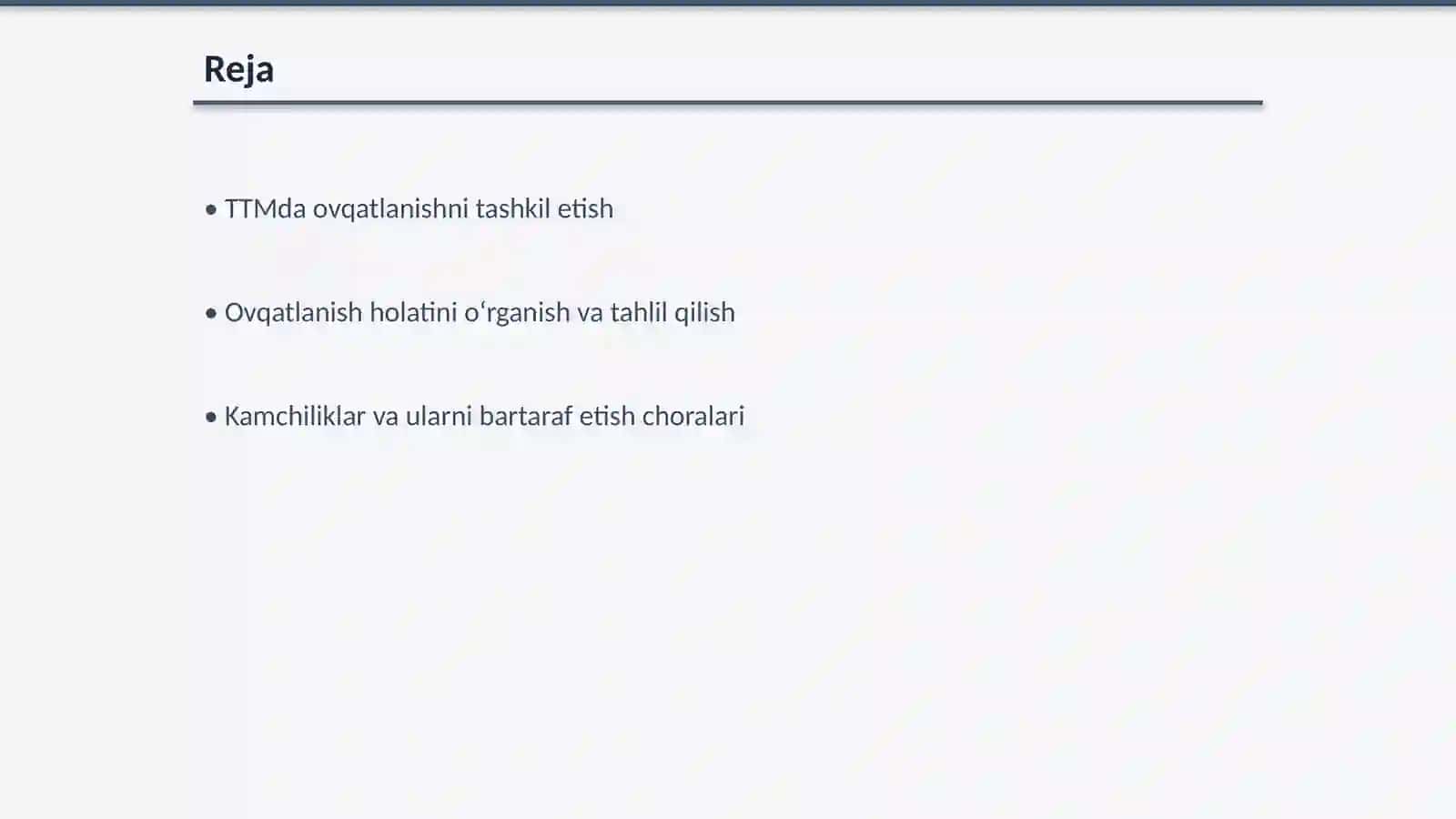 TTM ovqatlanish holatini oʻrganish va taxlil qilish 2